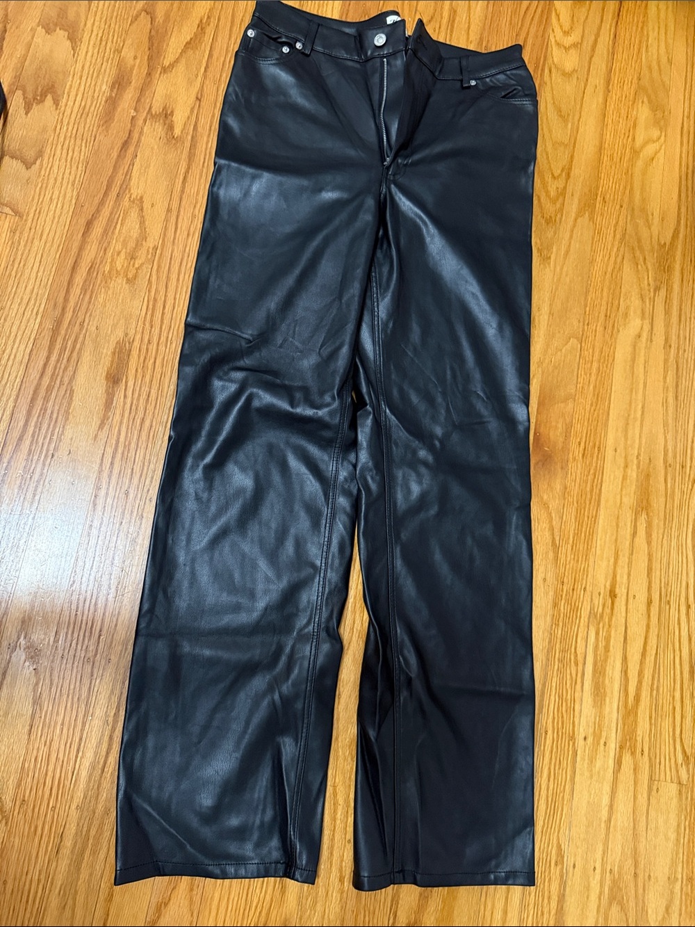 Zara Black Faux Leather Pants